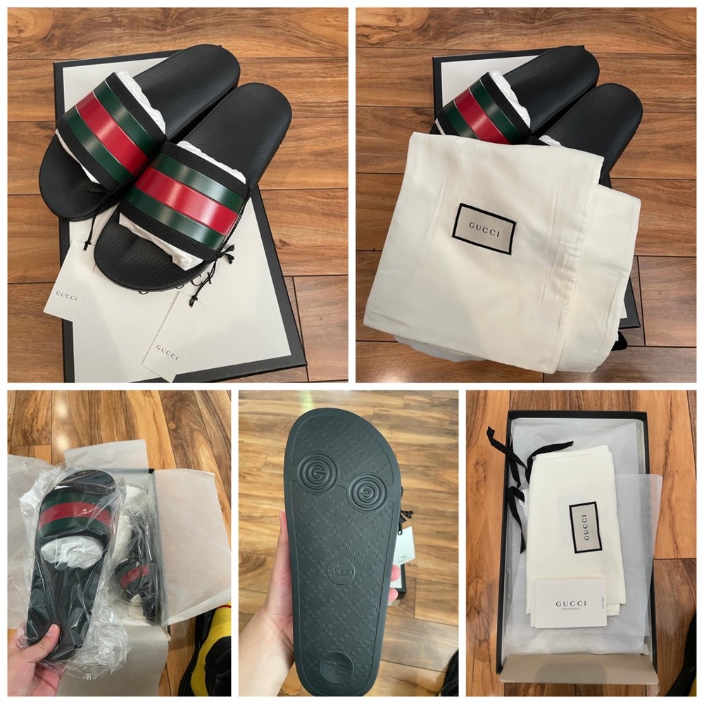 Gucci Men's Rubber Slide Sandal - Black - Size 7